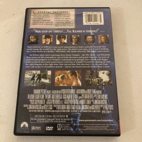 The Saint (DVD, 1997) Val Kilmer, Elisabeth Shue - Widescreen Excellent - Picture 3 of 6